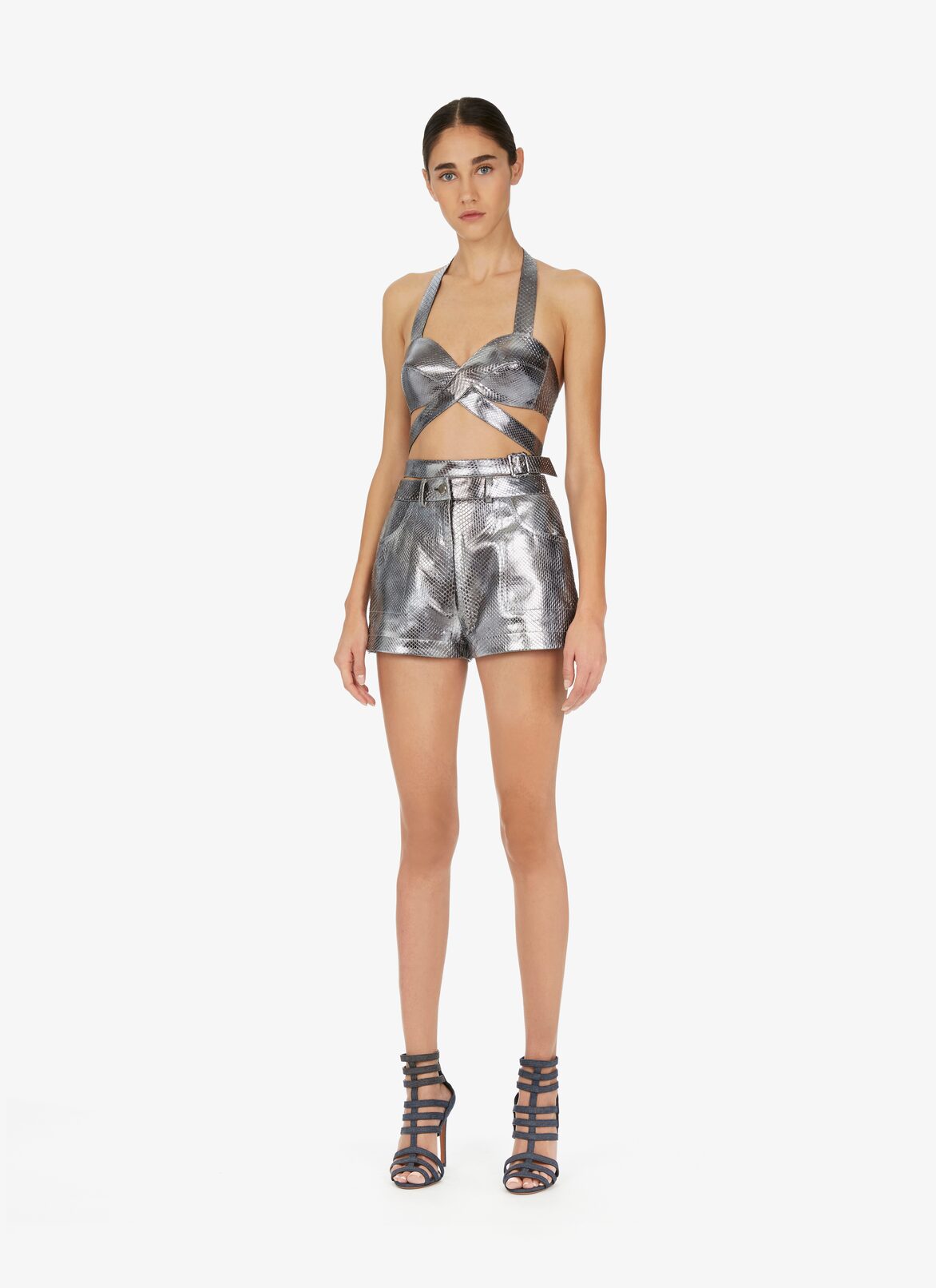 Metallic Python Bustier ALAÏA SILVER METALLIC PYTHON BUSTIER